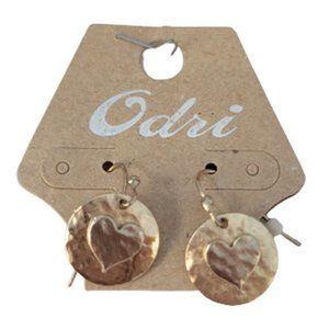 Odri Gold Colored Earrings Heart Circle Half Inch